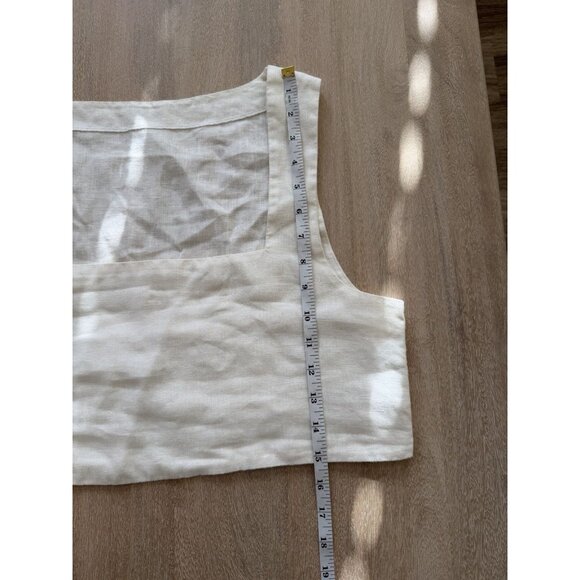 Posse Alice Crop Top 100% Linen in Beige Size Large Square Neck - Picture 7 of 7